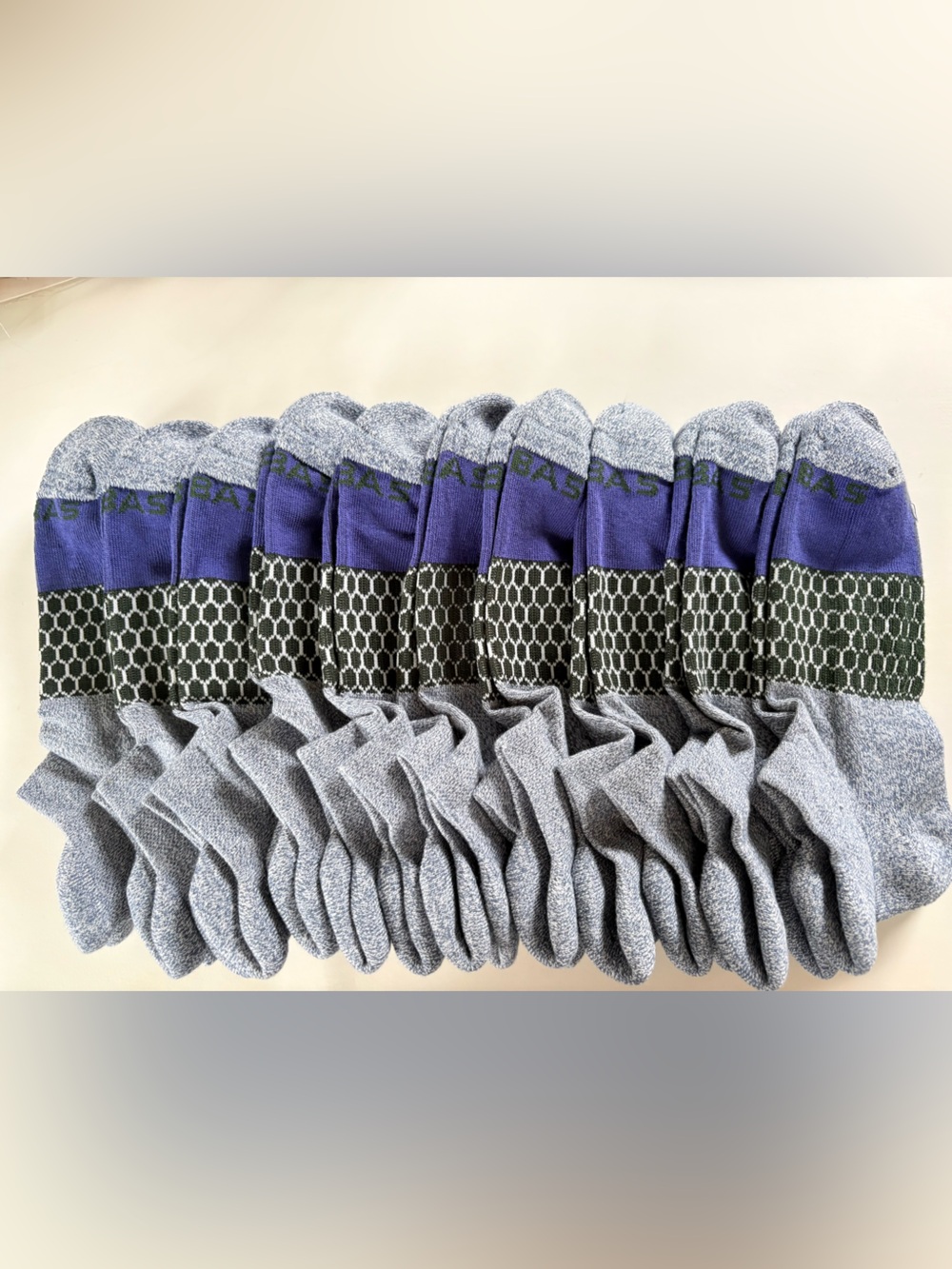 Bombas 10 Pack Gray & Purple Cushioned Ankle Socks Size M